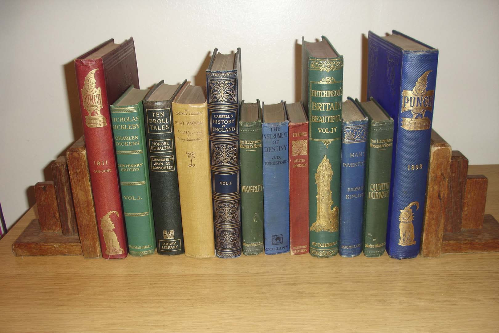 Fine leather books arranged in a private home library